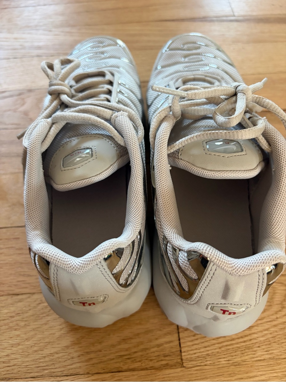 Kids Neutral Gray Lace-Up Sneakers with Metallic Accents